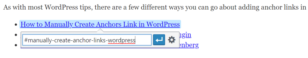 how to create jumplinks in wordpress